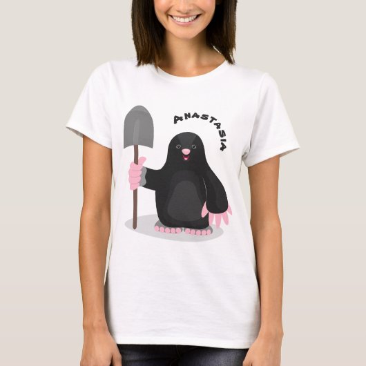 Cute happy mole cartoon illustratie t-shirt (Voorkant)
