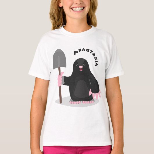 Cute happy mole cartoon illustratie t-shirt (Voorkant)