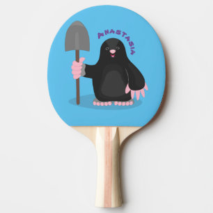 Cute happy mole cartoon illustratie tafeltennisbatje