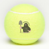 Cute happy mole cartoon illustratie tennisballen (Achterkant)