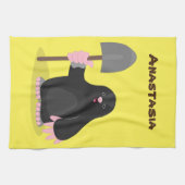 Cute happy mole cartoon illustratie theedoek (Horizontaal)