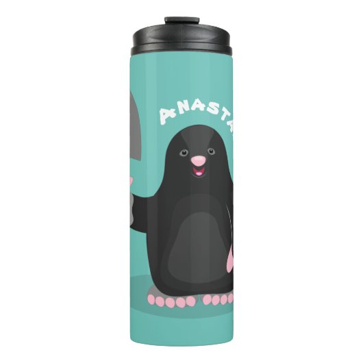 Cute happy mole cartoon illustratie thermosbeker (Voorkant)