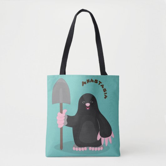 Cute happy mole cartoon illustratie tote bag (Voorkant)