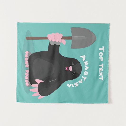 Cute happy mole cartoon illustratie wandkleed (Voorkant (horizontaal))