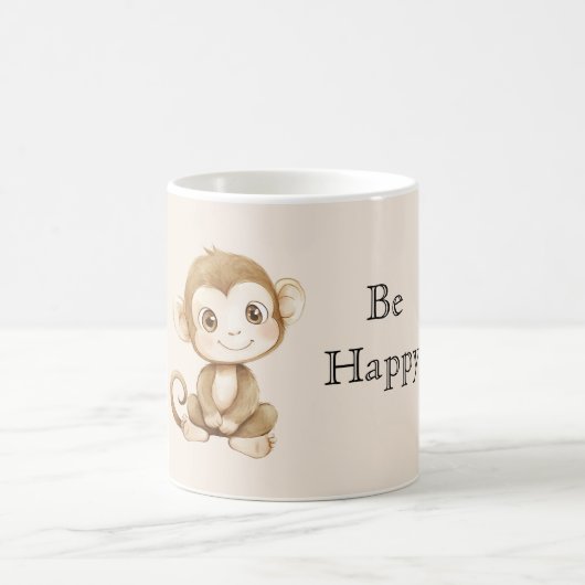 Cute Happy Monkey Koffiemok (Center)