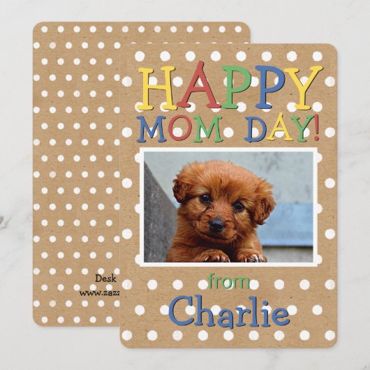 Cute Happy Mothers Day Wish with Dog Photo Feestdagenkaart (Voorkant / Achterkant)