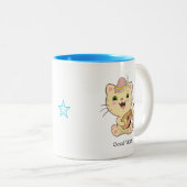 Cute Happy Musical Ginger Tabby Cat Two-Tone Coff Tweekleurige Koffiemok (Voorkant rechts)