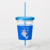 Cute happy narwhal bubbles cartoon illustratie acryl drinkbeker (Voorkant)