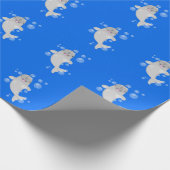 Cute happy narwhal bubbles cartoon illustratie cadeaupapier (Hoek)