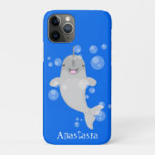 Cute happy narwhal bubbles cartoon illustratie Case-Mate iPhone case (Achterkant)