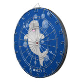 Cute happy narwhal bubbles cartoon illustratie dartbord (Voorkant Rechts)