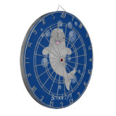 Cute happy narwhal bubbles cartoon illustratie dartbord (Voorkant Links)