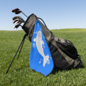 Cute happy narwhal bubbles cartoon illustratie golfhanddoek (Groen)