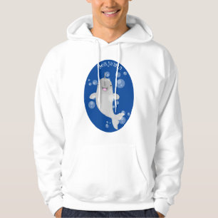 Cute happy narwhal bubbles cartoon illustratie hoodie