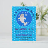 Cute happy narwhal bubbles cartoon illustratie kaart (Staand voorkant)