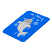 Cute happy narwhal bubbles cartoon illustratie magneet (Linkerzijde)
