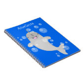 Cute happy narwhal bubbles cartoon illustratie notitieboek (Rechterzijde)