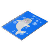 Cute happy narwhal bubbles cartoon illustratie notitieboek (Linkerzijde)