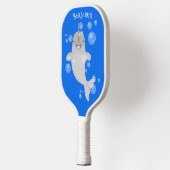 Cute happy narwhal bubbles cartoon illustratie pickleball paddle (Links)
