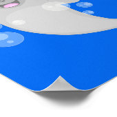 Cute happy narwhal bubbles cartoon illustratie poster (Hoek)