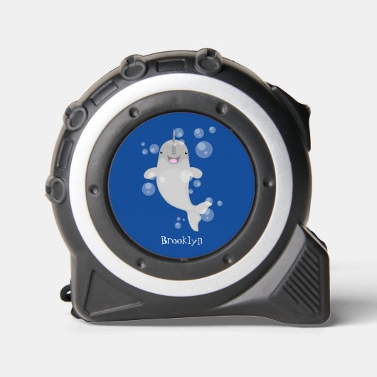 Cute happy narwhal bubbles cartoon illustratie rolmaat (Voorkant)