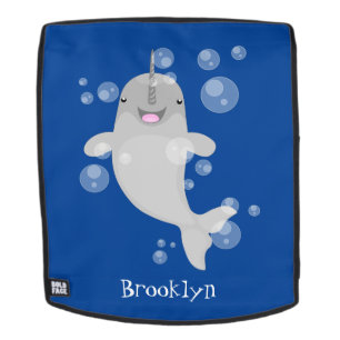 Cute happy narwhal bubbles cartoon illustratie rugtassen