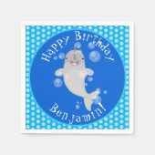 Cute happy narwhal bubbles cartoon illustratie servet (Voorkant)