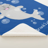 Cute happy narwhal bubbles cartoon illustratie sherpa deken (3/4)