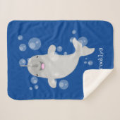 Cute happy narwhal bubbles cartoon illustratie sherpa deken (Voorkant (horizontaal))