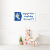 Cute happy narwhal bubbles cartoon illustratie spandoek (Insitu)