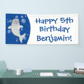 Cute happy narwhal bubbles cartoon illustratie spandoek (Beurs)