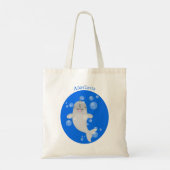 Cute happy narwhal bubbles cartoon illustratie tote bag (Achterkant)