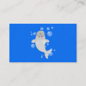 Cute happy narwhal bubbles cartoon illustratie visitekaartje (Achterkant)