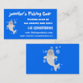 Cute happy narwhal bubbles cartoon illustratie visitekaartje (Voorkant / Achterkant)