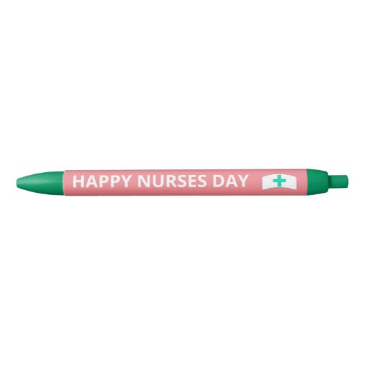 Cute Happy Neurses Day Roze Blauwgroen Zwarte Inkt Pen (Voorkant)