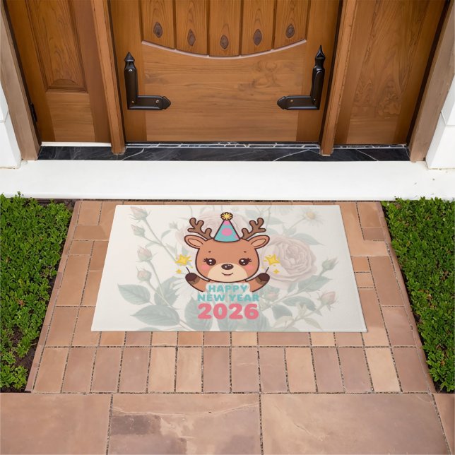 cute happy new year 2026 welcome door mat (Buiten)