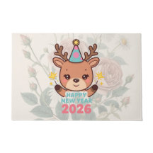 cute happy new year 2026 welcome door mat