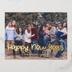 Cute Happy Nieuwjaar foto Folie Feestdagen Briefkaart