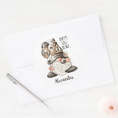 Cute Happy Nieuwjaar Gnome Ronde Sticker (Envelop)