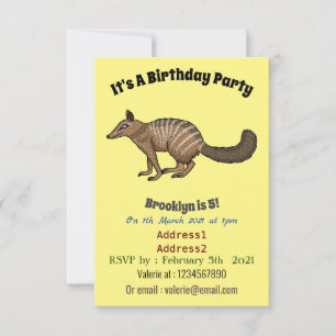 Cute happy numbat cartoon illustratie kaart