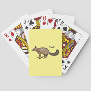 Cute happy numbat cartoon illustratie pokerkaarten