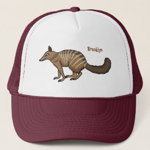 Cute happy numbat cartoon illustratie trucker pet
