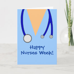 Cute Happy Nurses Week Scrubs and Stethoscope Card Kaart