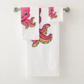 Cute happy octopus met kerstpet cartoon bad handdoek (Insitu)