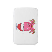 Cute happy octopus met kerstpet cartoon badmat (Voorkant Verticaal)