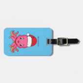 Cute happy octopus met kerstpet cartoon bagagelabel (Voorkant horizontaal)