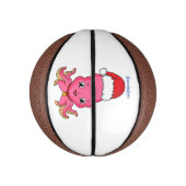 Cute happy octopus met kerstpet cartoon basketbal (Verticaal)