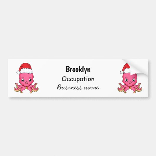 Cute happy octopus met kerstpet cartoon bumpersticker (Voorkant)