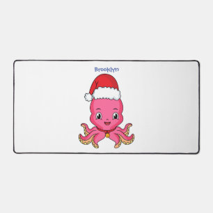 Cute happy octopus met kerstpet cartoon bureaumat