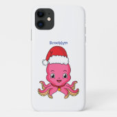 Cute happy octopus met kerstpet cartoon Case-Mate iPhone case (Achterkant)